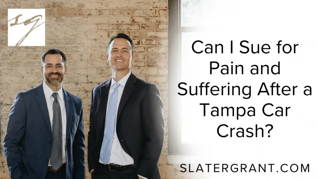 When involved in a car accident in Florida, the consequences often extend beyond physical injuries. The emotional distress, mental anguish, and ongoing discomfort — commonly referred to as pain and suffering — can profoundly affect your quality of life. If you or a loved one has been injured in a Tampa car crash, knowing your legal rights to pursue compensation for pain and suffering car accident Florida claims is essential. At Slater | Grant, we specialize in helping accident victims secure the maximum compensation they deserve for all damages, including pain and suffering.
