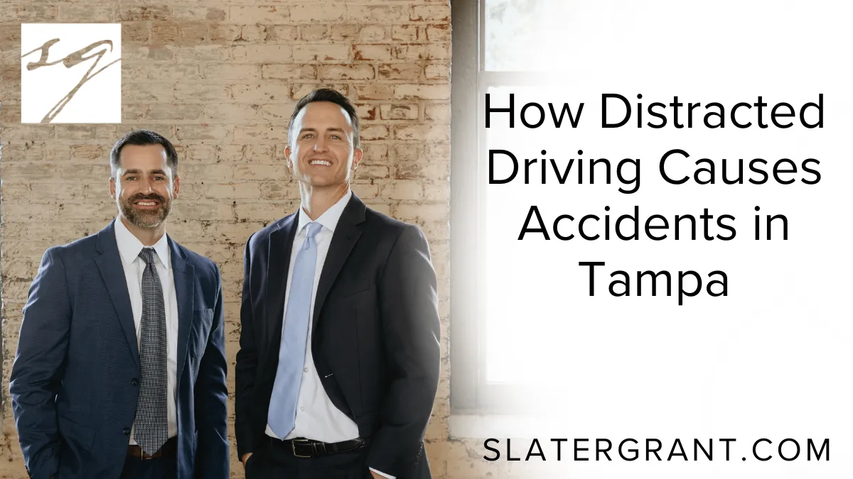Distracted driving accidents Tampa are among the most devastating and preventable incidents occurring on Florida’s roadways. At Slater | Grant, we represent victims whose lives have been forever changed due to drivers failing to maintain focus behind the wheel. As Tampa’s population and traffic volumes increase, so does the prevalence of accidents caused by distracted driving.
