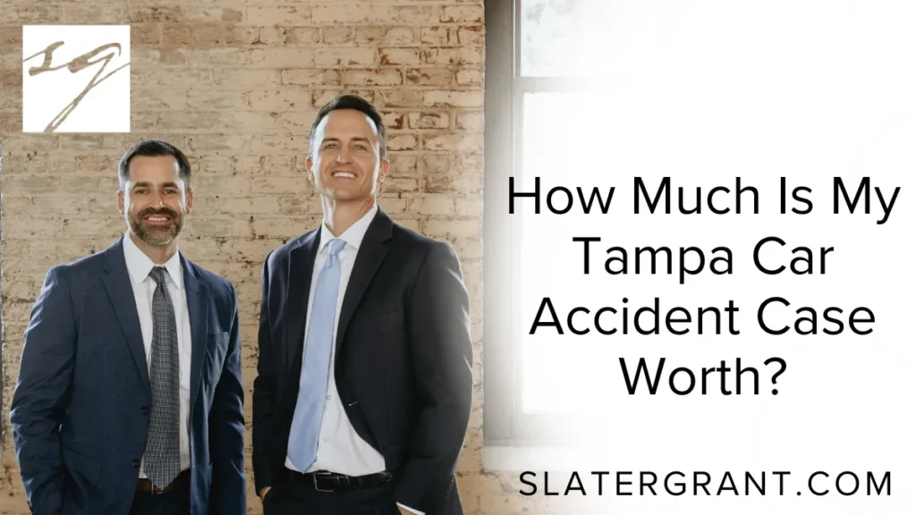 If you’ve been injured in a crash, you may be asking, “How much is my Tampa car accident case worth?” The truth is, every Tampa car accident settlement is different, and its value depends on a wide range of factors—from the severity of your injuries to the amount of insurance available. At Slater | Grant, we help car accident victims across Tampa fight for the maximum compensation they deserve. In this comprehensive guide, we’ll explore everything you need to know to estimate your claim’s worth and how our law firm can help you recover what you’re owed.