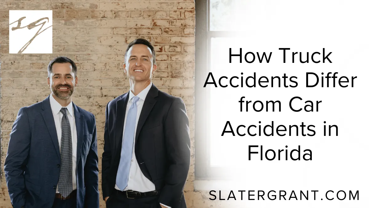 When comparing truck accident vs car accident Florida, it is essential to recognize that these two types of collisions differ significantly in terms of severity, legal complexity, and consequences. While both involve motor vehicles on Florida’s roads, truck accidents often bring about more severe injuries, complicated liability issues, and complex regulatory factors. At Slater | Grant, we have extensive experience representing victims in both types of crashes, and we know the unique challenges that truck accident cases present. This comprehensive article explores the key differences between truck and car accidents in Florida, helping you better understand your rights and the legal process ahead.