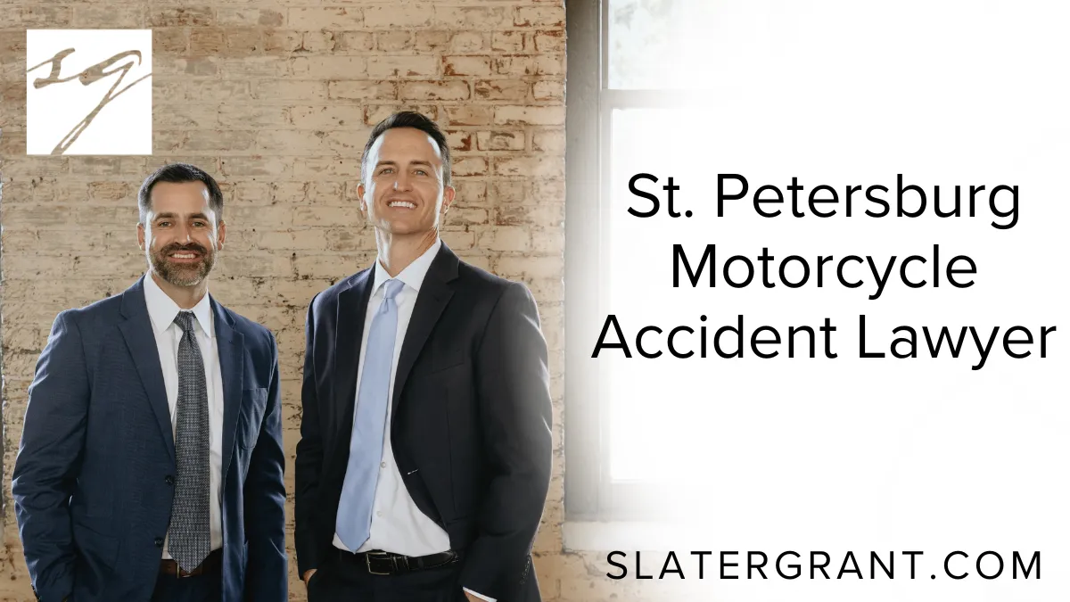 If you or a loved one has been injured in a motorcycle crash in St. Petersburg, you need an experienced motorcycle accident lawyer to fight for your rights. At Slater | Grant, we specialize in helping motorcycle accident victims recover maximum compensation for their injuries, lost wages, and suffering. Our team has a deep understanding of Florida personal injury law, and we’re committed to holding negligent drivers and insurance companies accountable.