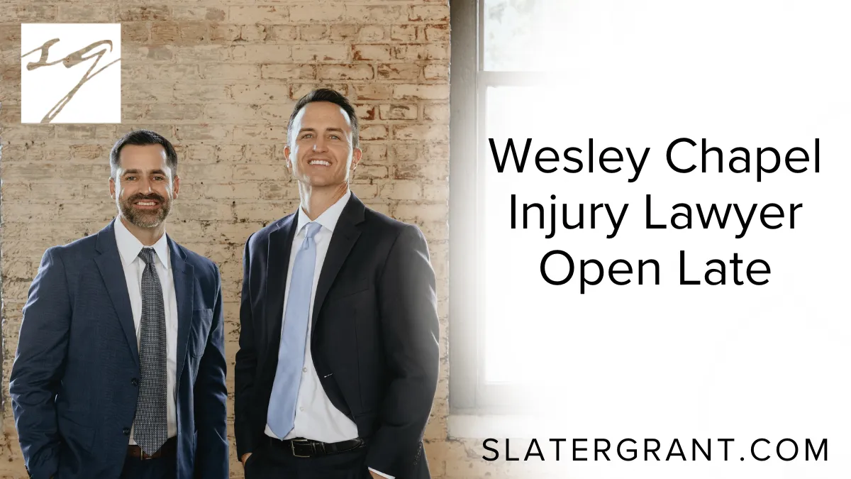 When it comes to securing expert legal representation after an injury, finding a Wesley Chapel injury lawyer open late can make all the difference. At Slater | Grant, we understand that accidents and injuries don’t always happen during regular business hours. That is why our dedicated team is committed to being available when you need us most — providing top-tier legal support late into the evening and beyond.