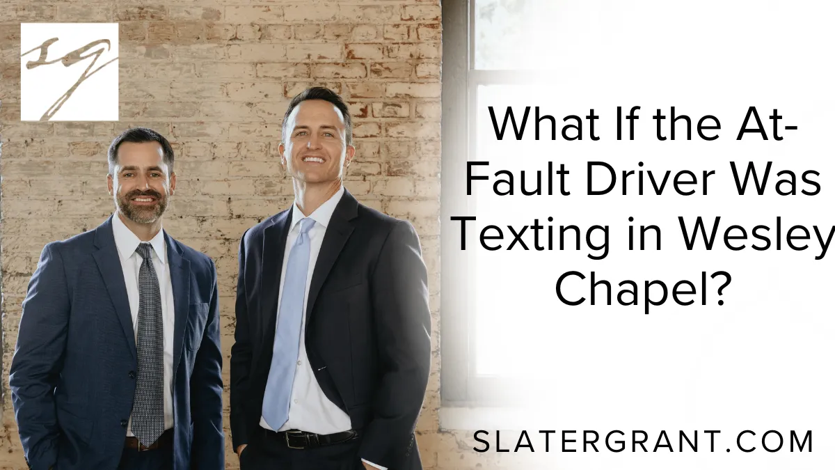 In the realm of texting and driving accidents in Wesley Chapel, the consequences can be devastating and far-reaching. When the at-fault driver is distracted by their phone, lives can be changed in a moment, leaving victims facing severe injuries, emotional trauma, and financial hardship. At Slater | Grant, we recognize the critical importance of holding negligent drivers accountable and securing justice for those harmed due to texting and driving.