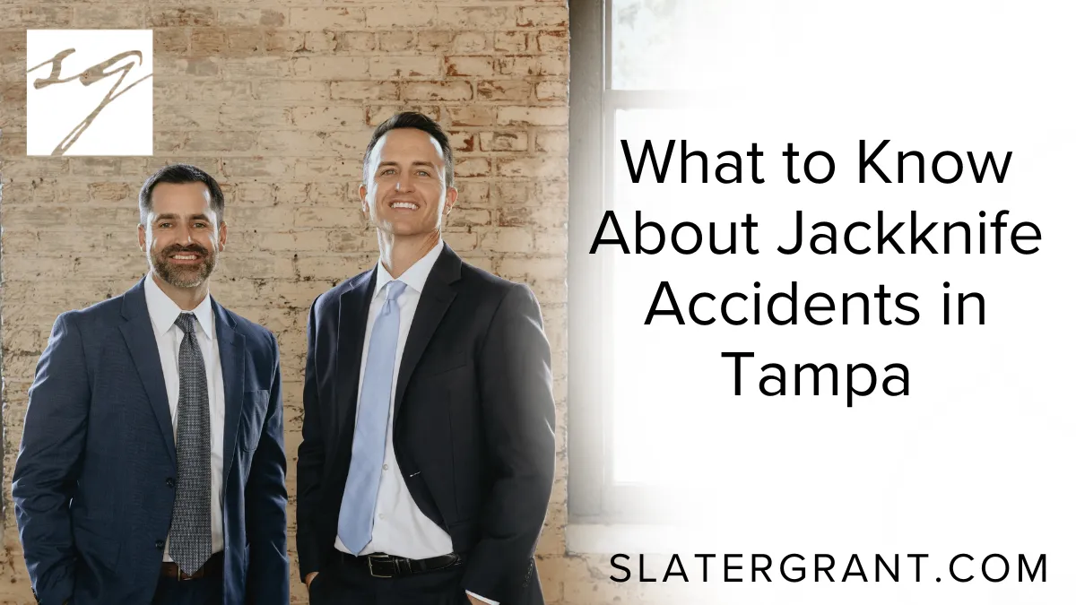 A jackknife truck accident in Tampa is one of the most devastating and complex types of collisions on Florida roads. These incidents occur when a tractor-trailer folds in on itself, forming an L or V shape that resembles a pocket knife. The immense size and force of these vehicles make jackknife accidents particularly catastrophic, often resulting in severe injuries, multi-vehicle pileups, and fatalities. At Slater | Grant, we recognize the life-altering consequences of such wrecks and fight relentlessly to protect the rights of victims injured due to negligent truck drivers or trucking companies.
