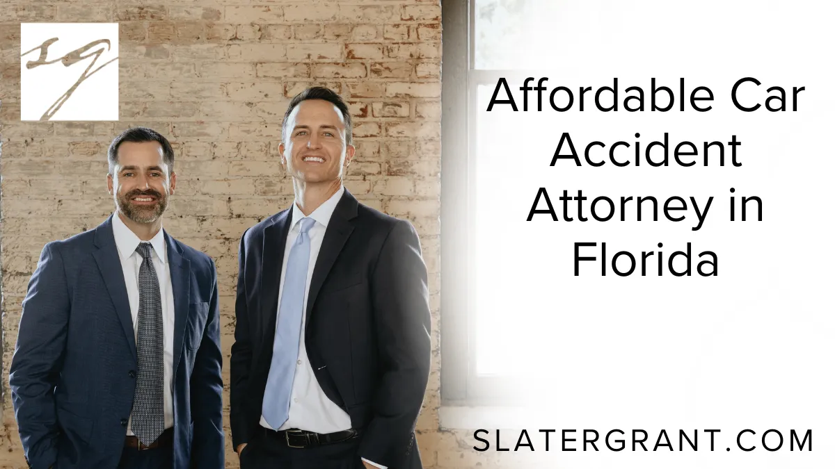 When faced with the aftermath of a car accident, finding the right legal representation can be a daunting task. At Slater | Grant, we understand that affordability is just as crucial as experience and dedication. Our firm specializes in providing top-tier legal services without the hefty price tag, ensuring you receive the compensation and justice you deserve. If you are searching for an affordable car accident attorney Florida residents trust, you’ve come to the right place.