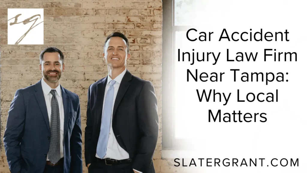 When you’re dealing with the aftermath of a car accident, finding the right car accident injury law firm near Tampa can be the difference between a smooth recovery and a prolonged battle. At Slater | Grant, we combine extensive local knowledge, proven legal expertise, and a deep commitment to our community to secure the best outcomes for injured victims across Tampa and Hillsborough County. Here’s why working with a local law firm is crucial and how it benefits your case in ways national firms simply can’t match.