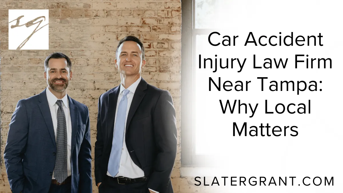When you’re dealing with the aftermath of a car accident, finding the right car accident injury law firm near Tampa can be the difference between a smooth recovery and a prolonged battle. At Slater | Grant, we combine extensive local knowledge, proven legal expertise, and a deep commitment to our community to secure the best outcomes for injured victims across Tampa and Hillsborough County. Here’s why working with a local law firm is crucial and how it benefits your case in ways national firms simply can’t match.