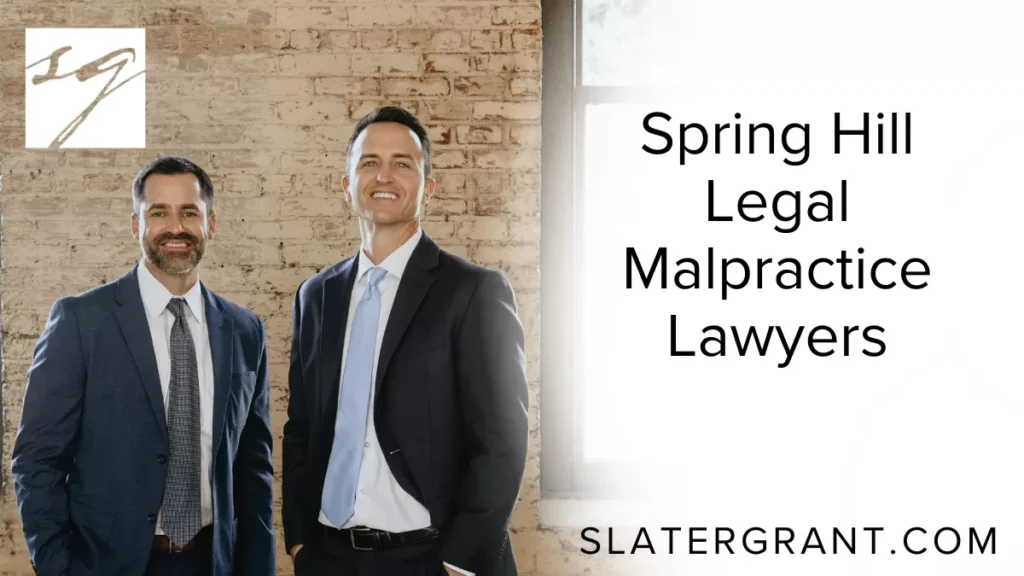 When your trust has been violated by a legal professional, you deserve dedicated advocacy to hold them accountable. At Slater | Grant, our experienced Spring Hill legal malpractice lawyers provide unwavering representation to clients harmed by negligent or unethical attorneys. If your lawyer’s mistakes or misconduct caused financial losses, damaged your reputation, or jeopardized your case, we are here to protect your rights and secure the compensation you deserve.