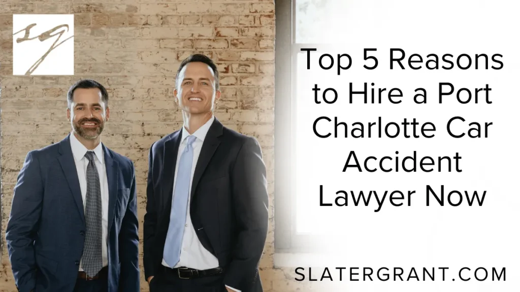 In the aftermath of a car accident, your health, your future, and your financial stability are all on the line. That’s why working with a Port Charlotte car accident lawyer from Slater | Grant is not just helpful—it’s essential. Every day you wait to take legal action is a day the insurance company builds a case to undervalue or deny your claim. We’re here to ensure you don’t face this process alone, and we’re ready to fight for the full compensation you deserve.