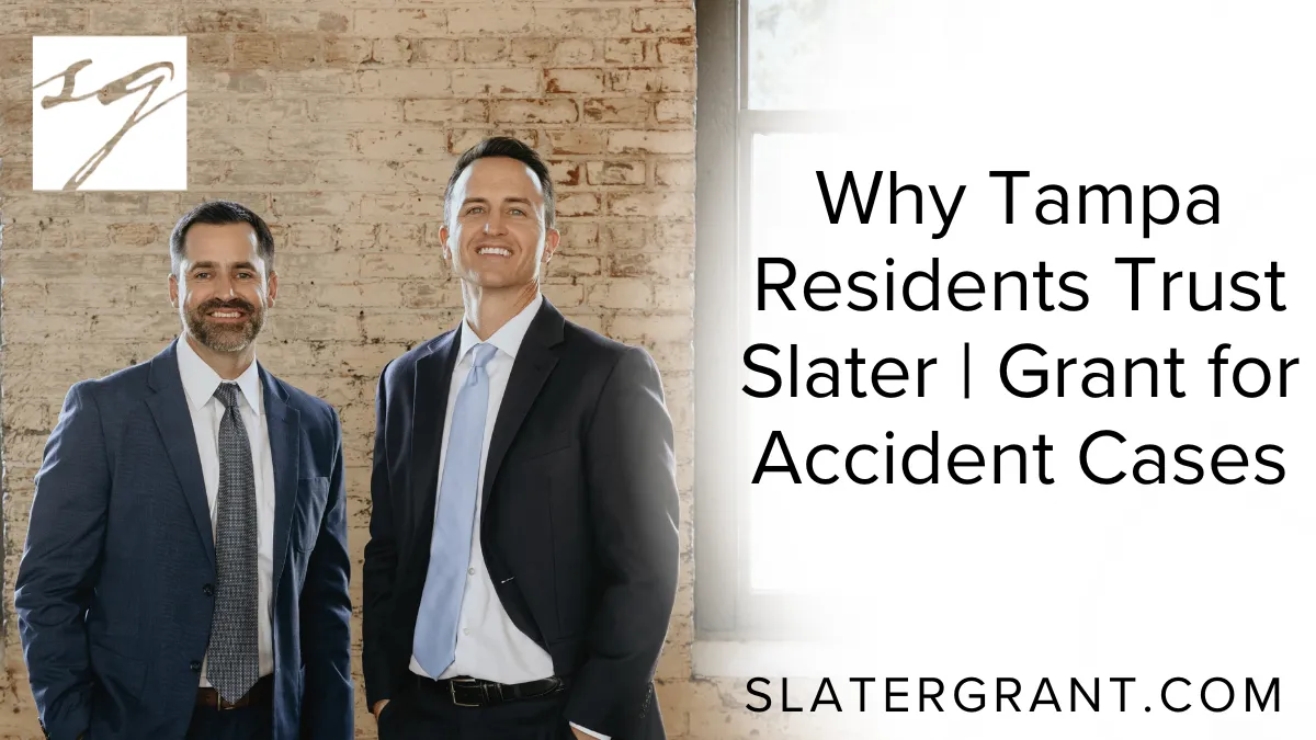 In the aftermath of a serious accident, choosing the best personal injury law firm Tampa has to offer is one of the most important decisions you can make. At Slater | Grant, we’ve built a legacy of trust, integrity, and aggressive representation that consistently delivers results for injury victims throughout Tampa and the greater Hillsborough County area.