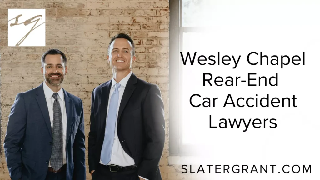 When you’ve been injured in a rear-end collision, your life can change in an instant. From painful injuries to mounting medical bills and lost wages, the aftermath can feel overwhelming. At Slater | Grant, our experienced Wesley Chapel rear-end car accident lawyers are dedicated to helping victims secure the compensation they deserve. We know how to fight against insurance companies that try to undervalue claims, and we are committed to protecting your rights every step of the way.