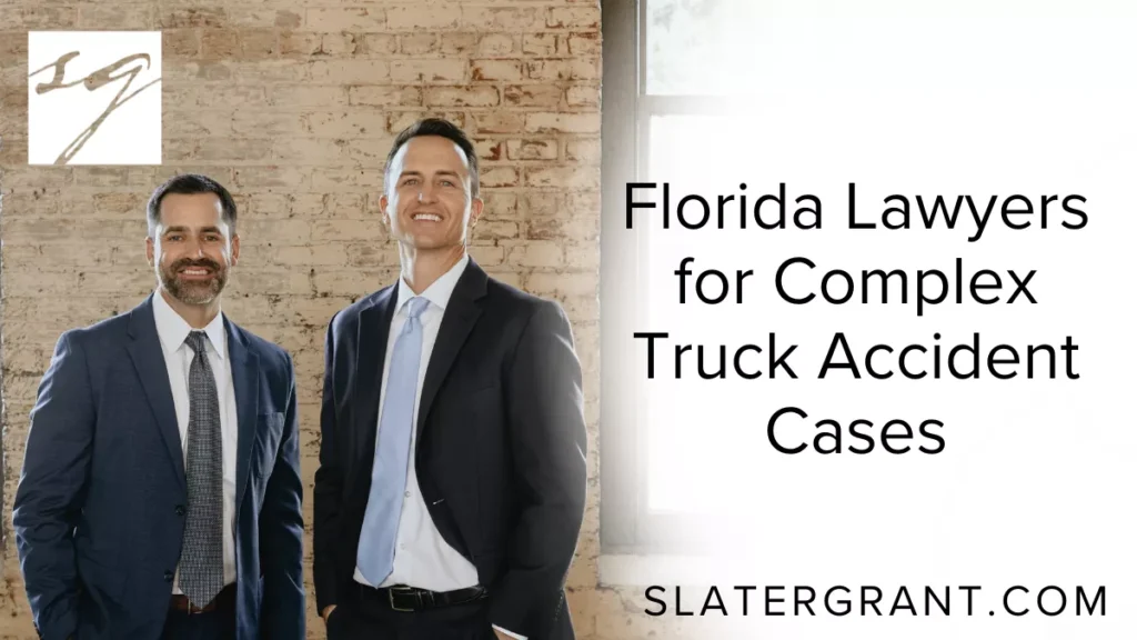 If you or a loved one has been involved in a serious truck accident in Florida, navigating the aftermath can be overwhelming. The sheer size and weight of commercial trucks often result in catastrophic injuries and significant financial burdens. In such challenging times, having experienced legal representation is crucial to securing the compensation you deserve. The truck accident lawyers at Slater | Grant are here to help.