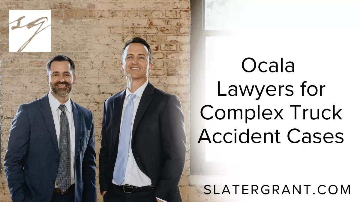 When a devastating truck collision upends your life, you need experienced Ocala complex truck accident lawyers who understand the unique challenges of these high-stakes cases. At Slater | Grant, our dedicated legal team has built a reputation for handling intricate truck accident claims with skill, precision, and relentless advocacy. From investigating multiple liable parties to negotiating with powerful insurance companies, we fight to secure the maximum compensation you deserve.